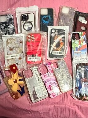 23 Pink Floral & Glitter iPhone 14 Pro Max Cases and Screen Protectors